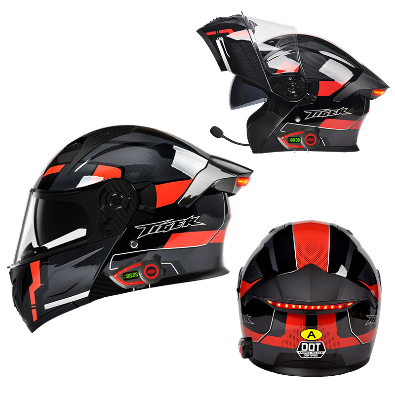 Full Face Motorcycle Helmet With Bluetooth - LED Akıllı Arka Lambalı Motosiklet Kaskı,