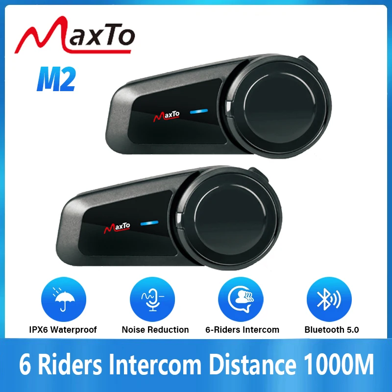 Universal Motorcycle Helmet Intercom Headset - 2 adet Maxto M2 motosiklet kask