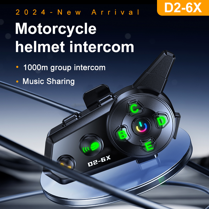 Universal Motorcycle Helmet Intercom Headset - D2-6X motosiklet kask 6 Rider interkom