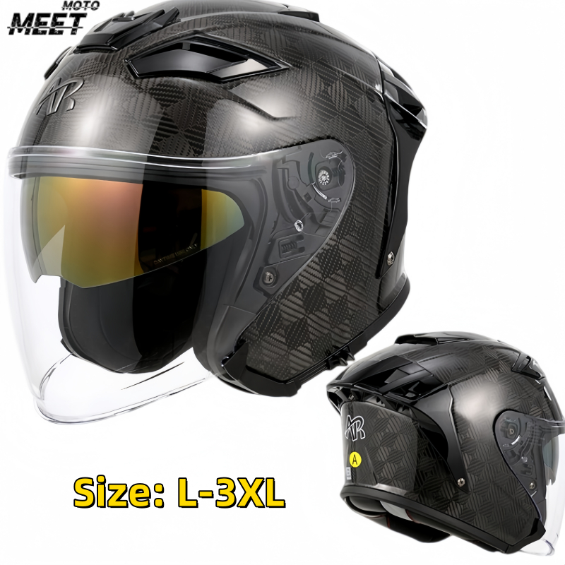 Carbon Fiber Lightweight Motorcycle Helmet - Tam Yüz Kapanan Motosiklet Kaskı, Çift