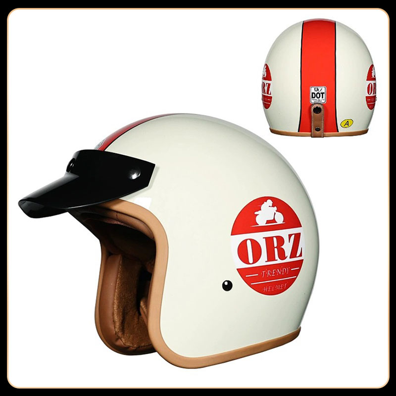 Vintage Open Face Retro Helmet - Retro Vintage 3/4 Açık Yüz Kaskı