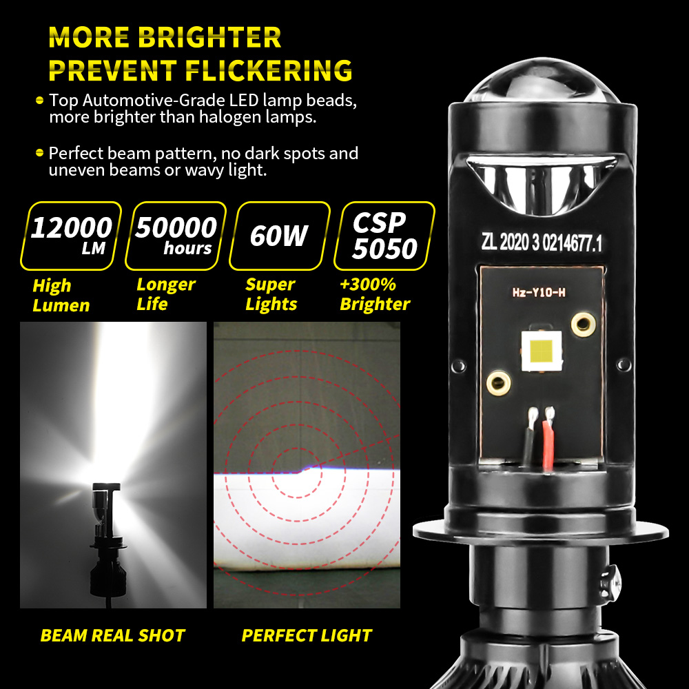 Araba far Mini Lens H4 H7 Mini - Universal Motorcycle Led Headlight Projector incelemesi ve fiyatı