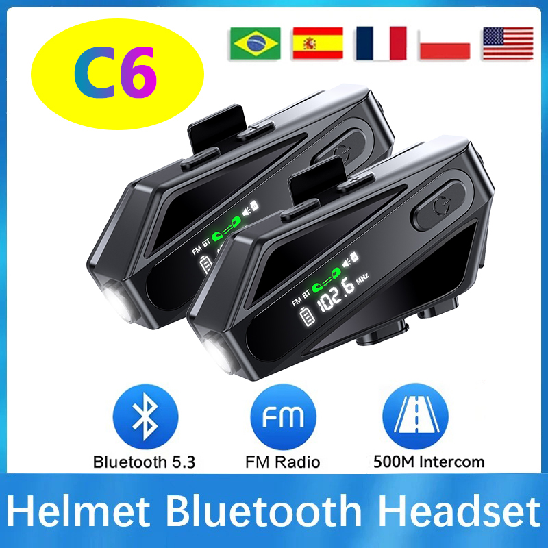 1/2 adet C6 motosiklet kaskı b - Universal Motorcycle Helmet Intercom Headset incelemesi ve fiyatı