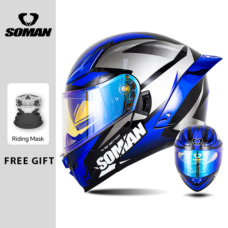 SOMAN Modüler Kask Çevirmeli T - Dual Visor Motorcycle Racing Helmet incelemesi ve fiyatı