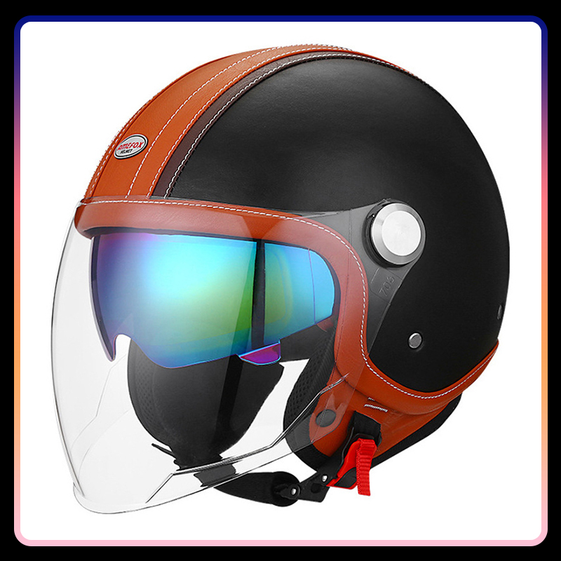 DOT Onaylı Daul Lens Açık Yüz  - Vintage Open Face Retro Helmet incelemesi ve fiyatı