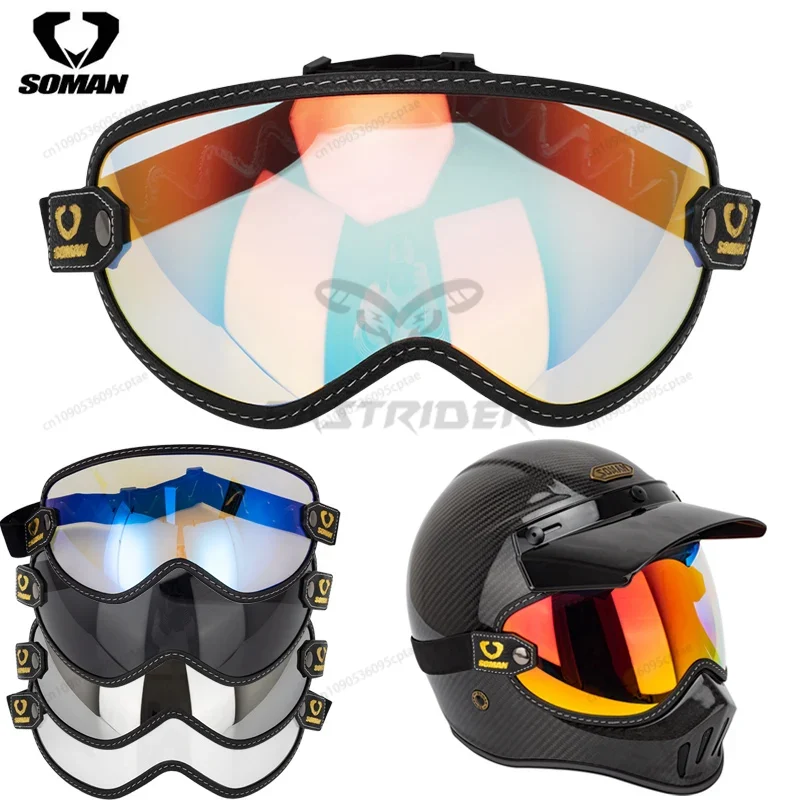 SOMAN Vintage Motosiklet Gözlü - Vintage Open Face Retro Helmet incelemesi ve fiyatı